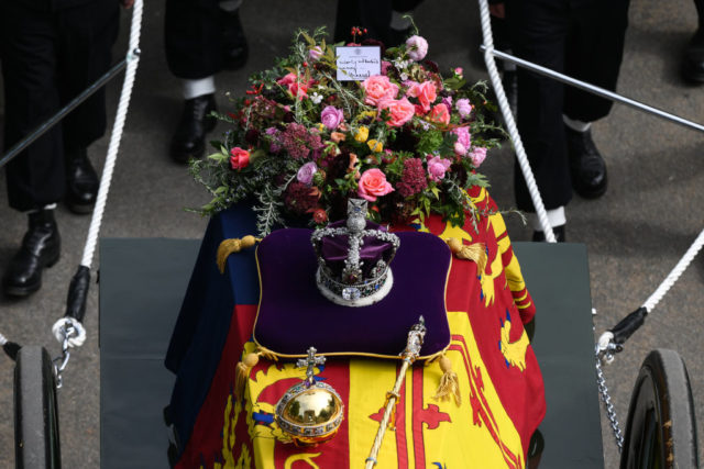 Top view of Queen Elizabeth II's coffin