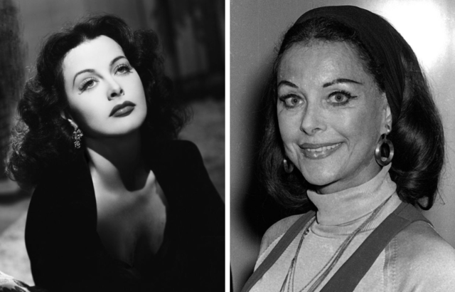 Side by side images of Hedy Lamarr in 1942 and 1969