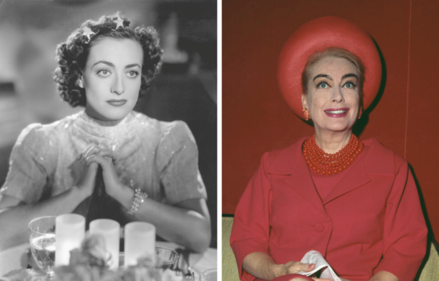 Side-by-side images of Joan Crawford in the 1930s and 1966