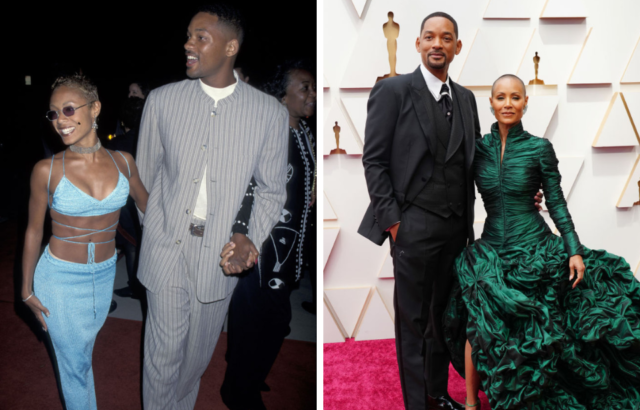Will Smith and Jada Pinkett Smith in 1995 and 2022