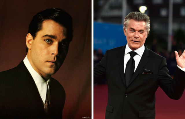 Side by side images of Ray Liotta in 1990 and 2014