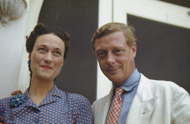 Edward, Duke of Windsor, with his arm around Wallis Simpson's shoulders