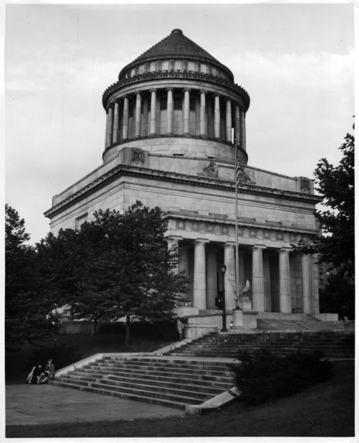 A mausoleum surrounded by trees