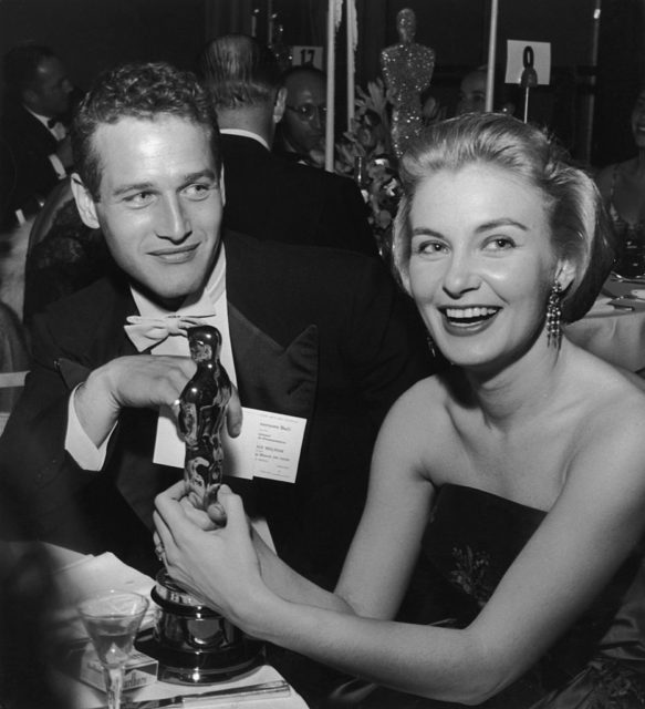 Paul Newman and Joanne Woodward at an Oscars event in 1958