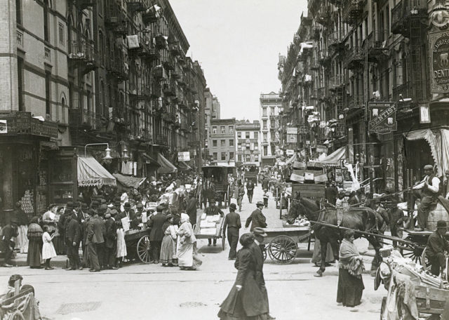 People in the busy streets of New York's Lower East Side