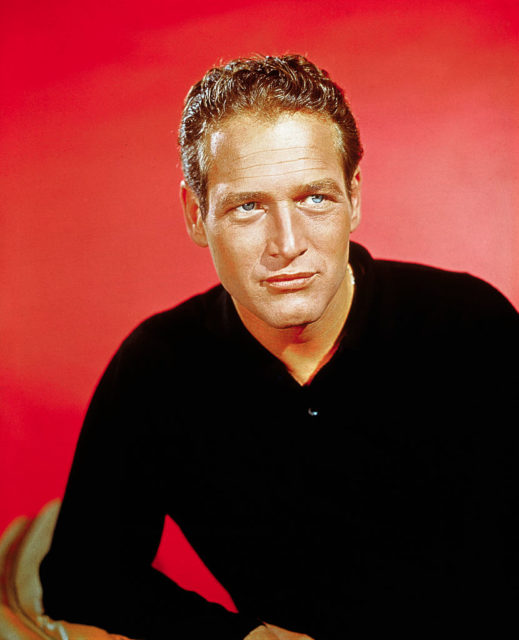 Portrait of Paul Newman with red background