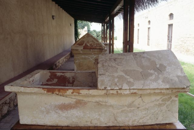 A stone sarcophagus