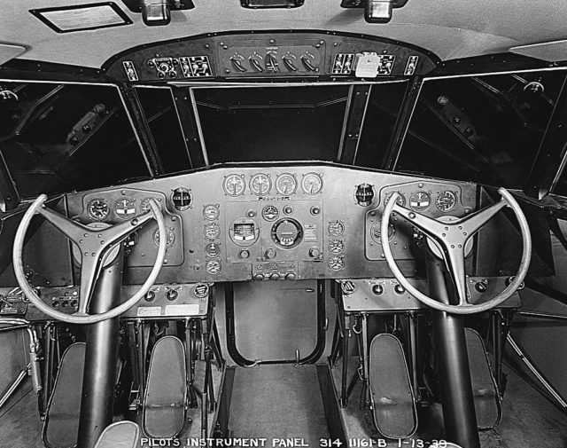 Inside the cockpit of a Boeing 314