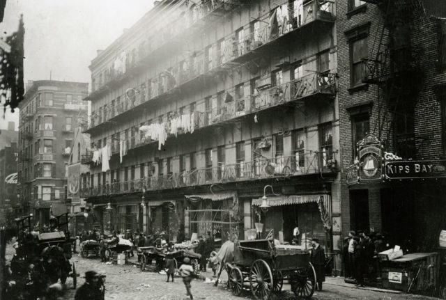 A row of tenement housing