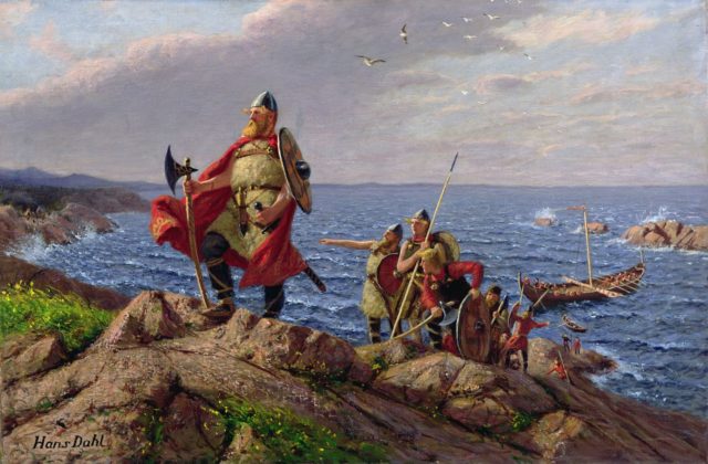 Painting of Leif Erikson arriving in America