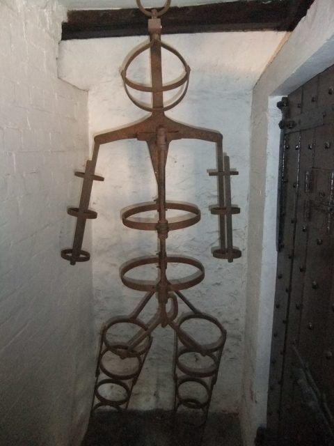 A gibbet cage in the form of a human body