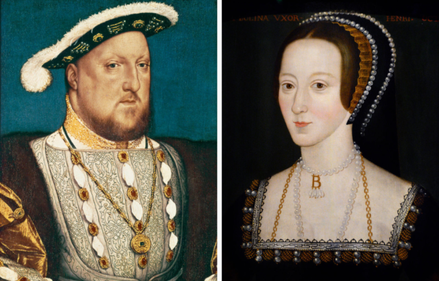 Side by side portraits of King Henry VIII and Anne Boleyn