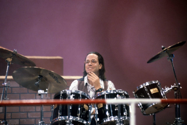 Jeff Porcaro sitting behind his drum set