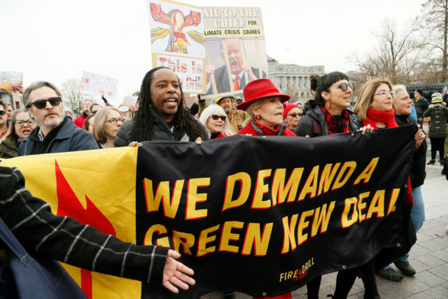 Fonda at a climate change protest in 2020