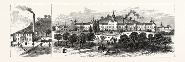 Drawing of the Trans-Allegheny building in the 1880s