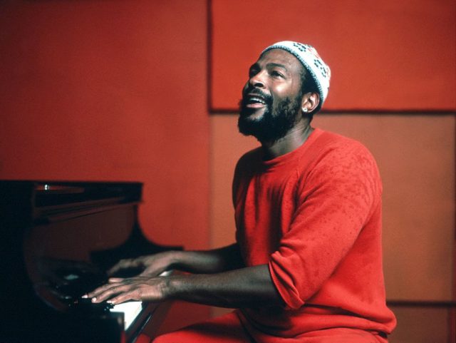 Marvin Gaye recording music in 1974