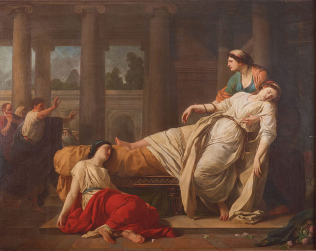 A color painting of the death of Cleopatra