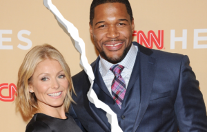 Kelly Ripa and Michael Strahan with a tear down the middle