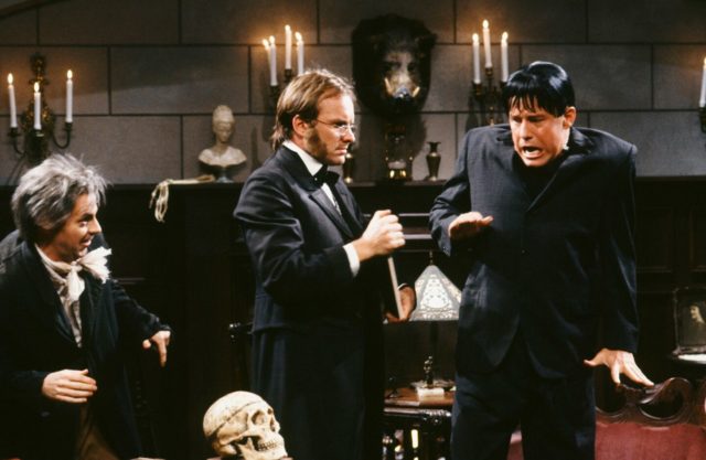 Dana Carvey, Sting, and Phil Hartman dressed in gothic costumes for a 'Saturday Night Live' skit.