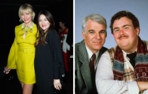 Side by side images of Drew Barrymore and Cameron Diaz, and Steve Martin and John Candy