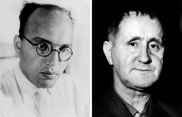 Side by side images of Kurt Weill and Bertolt Brecht