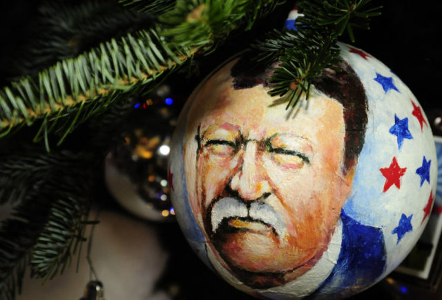 A Christmas decoration with Teddy Roosevelt's image
