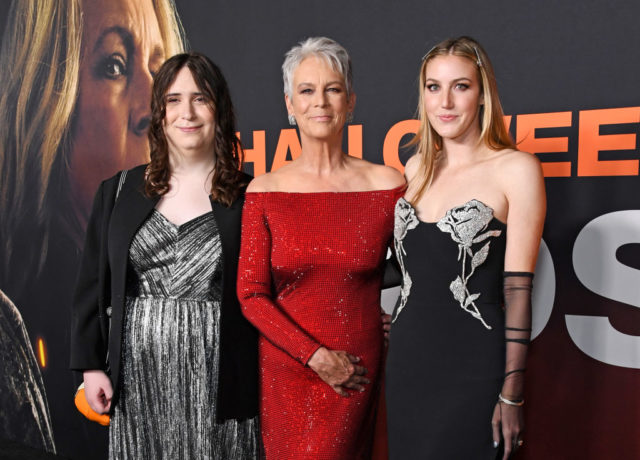 Jamie Lee Curtis and her daughers at a movie premiere in 2022