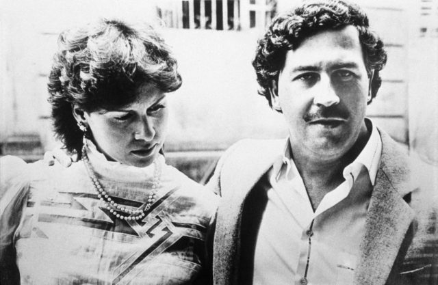 Escobar and his wife in a black and white photo
