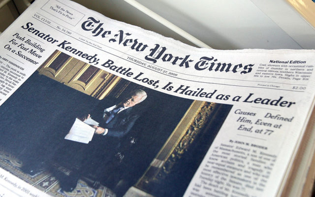 the front page of the New York Times