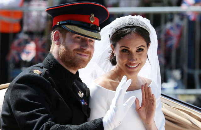 Prince Harry and Meghan Markle on their wedding day