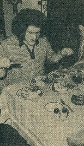 Andre eating dinner