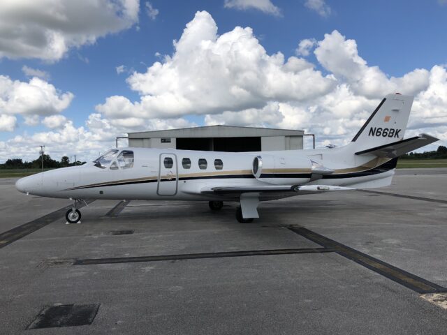 A photo of the aircraft involved in the accident sitting on the tarmac