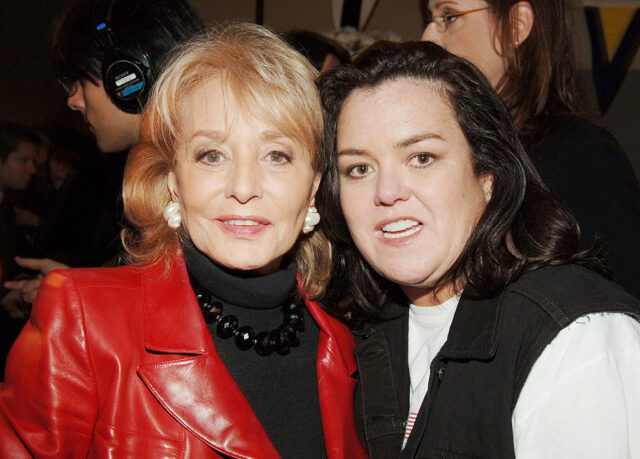 Barbara Walters and Rosie O'Donnell at a film premiere
