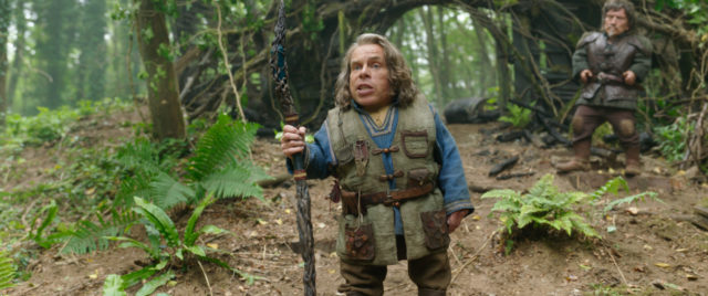 Warwick Davis on the set of the new Willow series