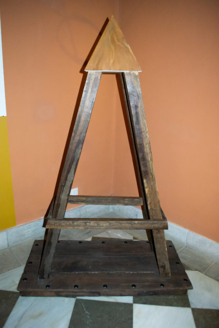 A wooden Judas Cradle