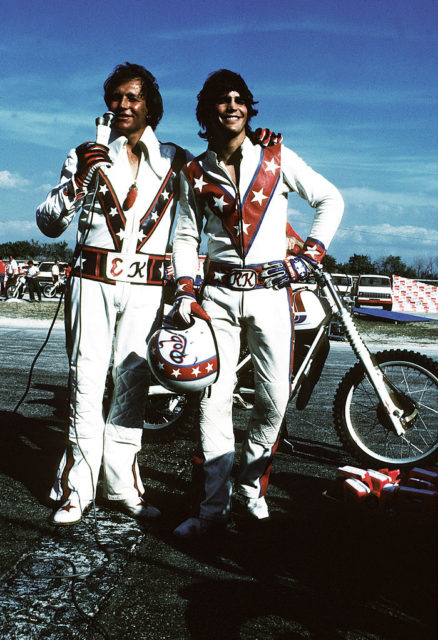 Evel and Robbie Knievel standing together