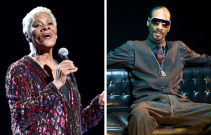 Side by side images of Dionne Warwick and Snoop Dogg