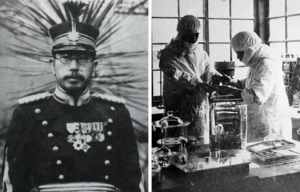Side by side images of Shiro Ishii and Japanese scientists