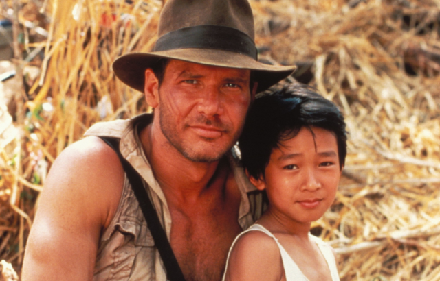 Ke Huy Quan and Harrison Ford in Indiana Jones and the Temple of Doom. 