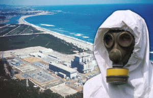 The Tōkai Nuclear Power Plant and a man in a gas mask