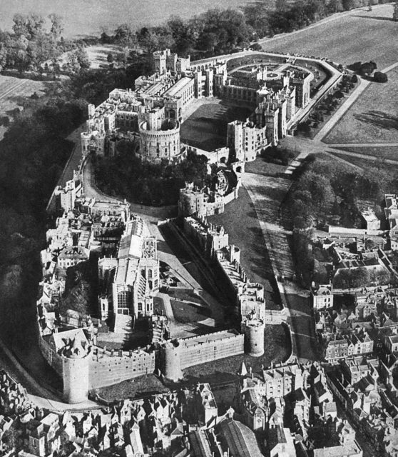 Aerial view of Windsor Castle and St. George's Chapel.
