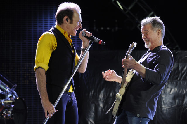 David Lee Roth and Eddie Van Halen of Van Halen performing at Red Rocks in 2015