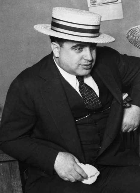 Al Capone in a straw hat