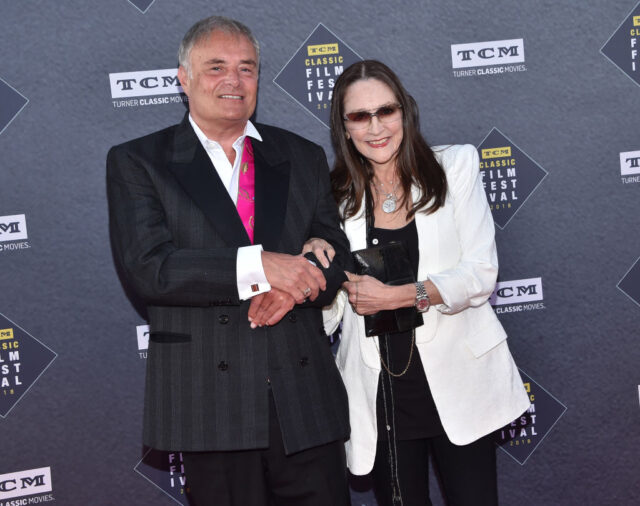 Leonard Whiting and Olivia Hussey at an anniversary party for 'The Producers' 