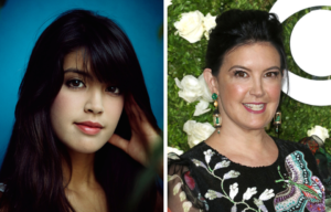 Side by side images of a young Phoebe Cates and Phoebe Cates now.