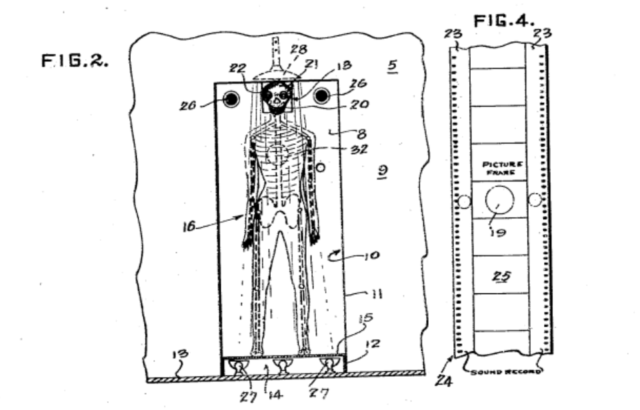 A drawing of the skeleton from Shelby's patent application