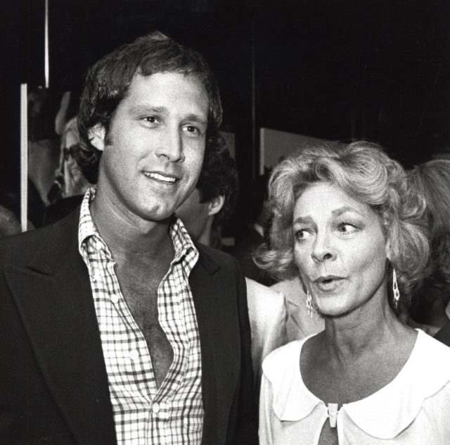 Headshot of Chevy Chase and Lauren Bacall.