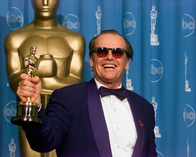 Jack Nicholson winning an Oscar award