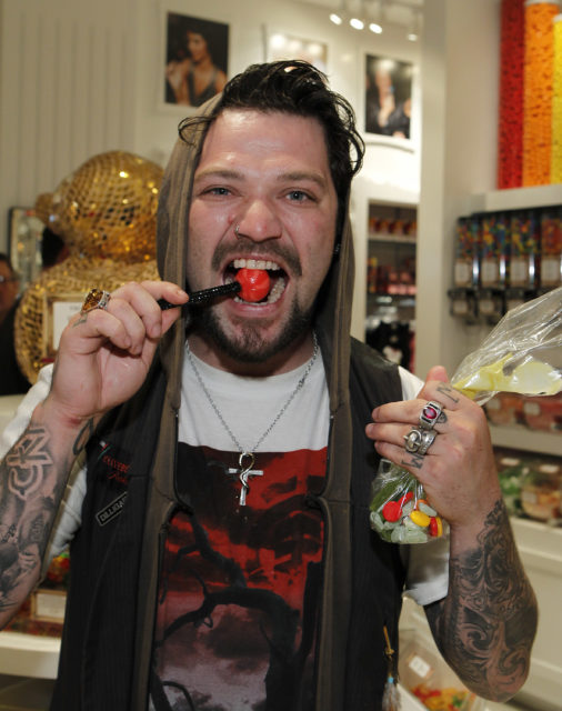 Bam Margera dines at a candy shop