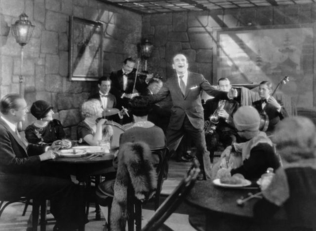 A still from the first "talkie" film, "The Jazz Singer"
